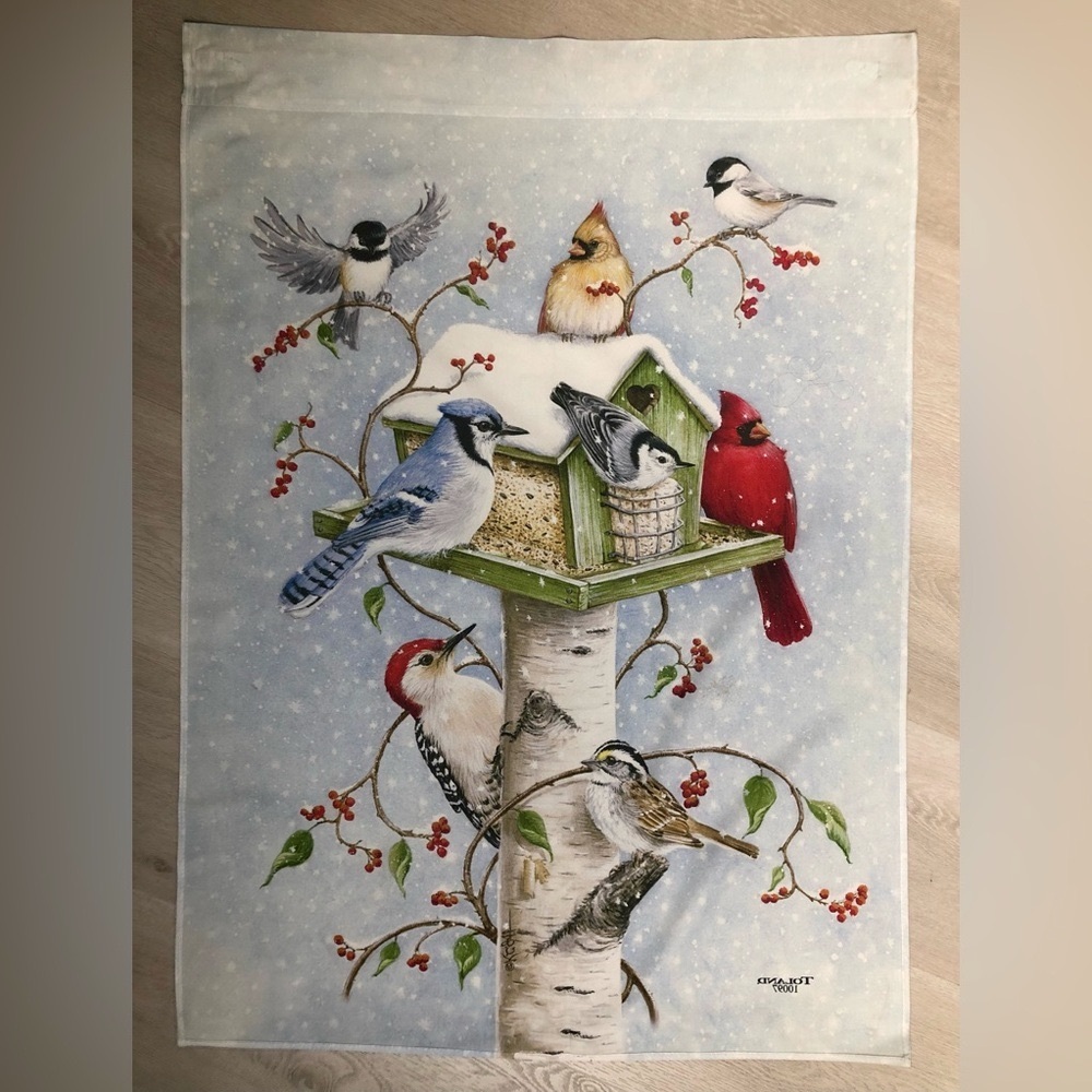 Toland Cardinal Winter Snow Birds Full Size Flag - Picture 2 of 9